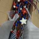 CRCZK 4th of July Table Tree Decorations with LEDs, 250 Anniversary USA Independence Day Table Centerpiece,Rustic Farmhouse Memorial Day Decorations Patriotic Decorations Red White Blue Decoration