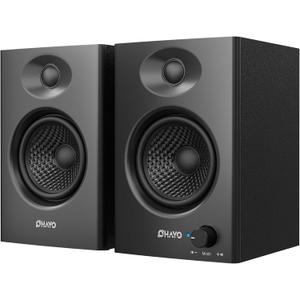 OHAYO 60W Computer Speakers for Music and Gaming, Active Bluetooth 5.3, Stereo 2.0 Speakers for Desktop PC or Laptop, 3.5mm Aux RCA USB Input, 1 Pair, Black