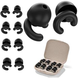 HeyFir Ultra-Soft Noise Cancelling Ear Plugs, Reusable Silicone for Sleep Concerts Travel Office,33dB (NRR),Ergonomic Integrated Design Fit for Small Ear Canals Noise Sensitivity (Black, 4 Pairs)