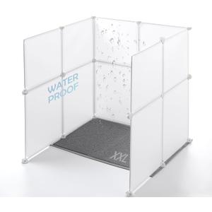 MEEXPAWS Cat Litter Box Enclosure Splash Guard XXL 27.9L 27.9W x 31.5H inch, Light Weight Plastic Sheets with Cat Litter Mat Easy Clean (White)