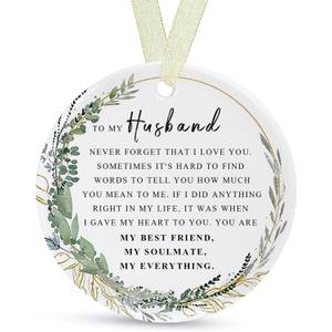 Husband Ornaments 2026 Husband Christmas Ornament Forever Best Ever Gift Double-Sided Printing Ceramic 2.9"
