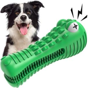 Dog Toys for Aggressive Chewers Large Medium Breed, Indestructible Dog Toothbrush Chew Toys, Squeaky Interactive Tough Extremely Durable, Dogs Toys to Keep Them Busy (green)