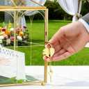 Glass Card Box with Slot, Large Gold Clear Card Box for Wedding Receptions - Home Birthdays Party Geometric Decorative, 12.59" x 5.9" x 9.05"
