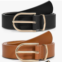 VONMELLI 2 Pack Women's Belts for Jeans Pants Fashion Gold Buckle Ladies Dress Belt (XXL: Fit Waist Size 47-50 Inches, I-black+brownt)