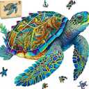 MYS Aurora Wooden Puzzles, Sea Turtle Jigsaw Puzzles 300 Pieces, 5MM Unique Shaped Wooden Puzzle for Adults and Kids, Family Game 11.3 x 13.8 Inch