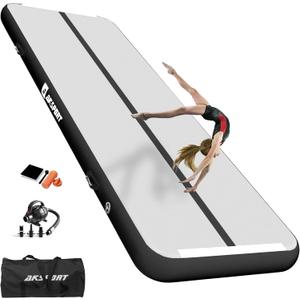 AKSPORT Gymnastics Air Mat Tumble Track Tumbling Mat Inflatable Floor Mats with Air Pump for Home Use/Tumble/Gym/Training/Cheerleading/Parkour/Beach/Park/Water (10ftx3.3ftx8inch, Black)