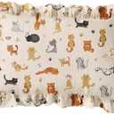 1 Pack Toddler Pillowcase - 13x18 Cotton Muslin Pillow case with Ruffles, Envelope Closure No Zipper Design, Cute Cartoon Soft Breathable Pillow Case for Kids Baby Toddler Girls Boys, Cat