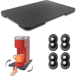 360 Rolling Tray Bamboo Appliance Slider, Appliance Sliders for Kitchen Appliances Sliding Tray for Coffee Maker Appliances Mat Easily from Under The Cabinet Black(13.9"9.4")