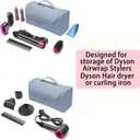 BUBM Travel Case Compatible with Dyson Airwrap Complete Styler and Attachments, Portable Storage Bag with Metal Hanging Hook for Airwrap All Models, Long Barrel, Hair Curler Accessories (Blue)