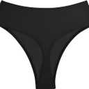 Kepblom Women's Thong Rave Bottoms High Waisted Bikini Bottom High Cut Panties for Dance Festival (Large, Black)