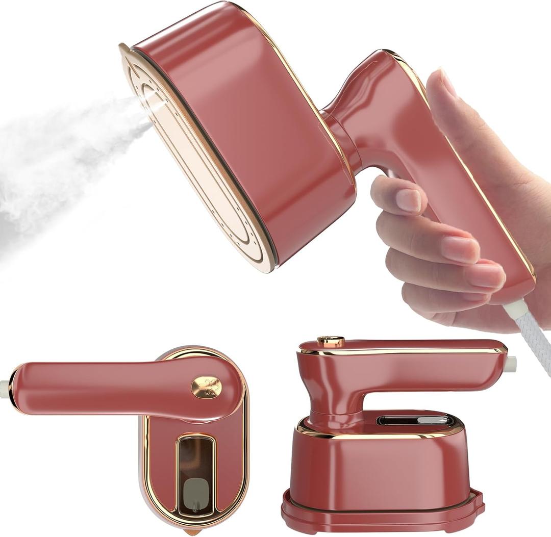 Travel Steamer Iron for Clothes - Portable Ironing Machine Small Size Portable Steamer Travel College Dorm Home Essentials (Winered)