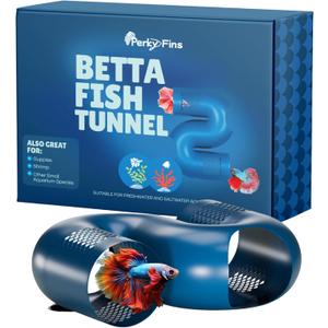 Betta Fish Tunnel Hideout Blue | Aquarium Cave & Tunnel Decor for Betta Fish, Shrimp & Small Fish | Fish Tank Decoration, Betta Tank Accessory & Enrichment Toy