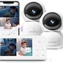 BondFree 2K Baby Monitor with 2 Cameras and Audio, Baby Monitor no WiFi RGB Night Light, Baby Monitor WiFi Smartphone 2.4G for Nursery, Pet, Elderly, 355 Rotation, Compatible with Alexa Google Home