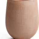 Planters for Indoor Plants, 18.7 inch Large Plant Pots for Indoor & Outdoor Use, Magnesium Oxide Ribbed Round Planter with Drainage Hole and Rubber Plug, Garden Decorative