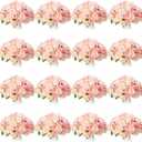 Jexine 240 Pcs Artificial Rose Flowers Bouquet Silk Realistic Flowers Bulk Centerpieces DIY Bride Fake Rose for Home Bridal Wedding Party Decorations(Pink and White)