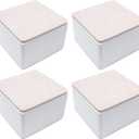 4 Pcs Self-Adhesive Furniture Bed Risers, Square Heavy Duty Carbon Steel Sofa Table Risers Adds 2" Height with Felt Pad, White