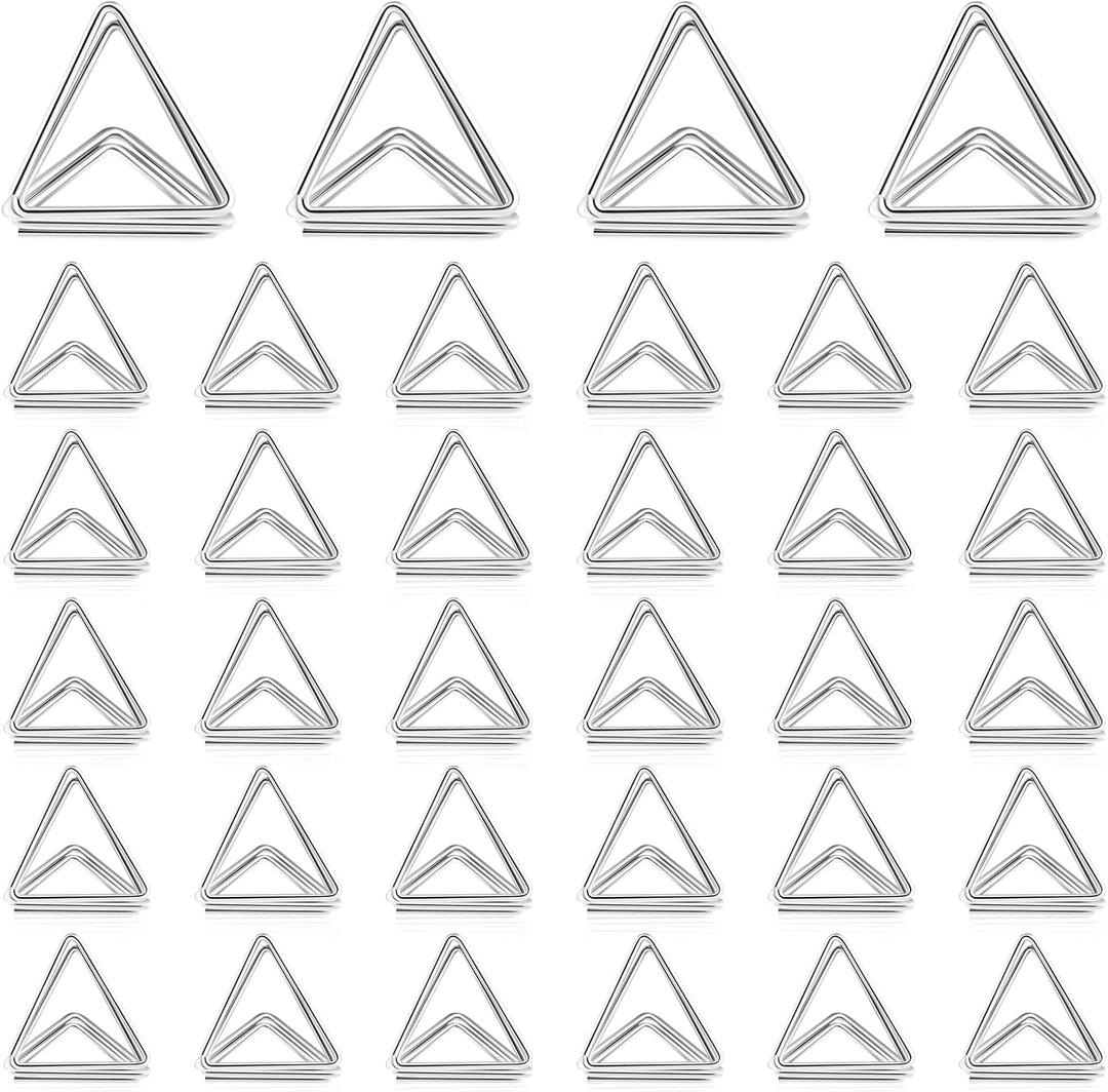 Eersida 60 Pieces Table Number Holder Place Samll Triangle Shape Name Numbers Table Photo Picture Holder Stand Clip for Wedding Baby Shower Party, Suitable for Small Card(Silver)