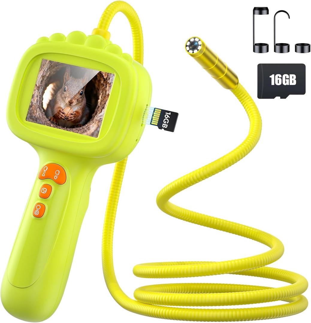 IWOBAC 2.6FT Borescope Snake Camera Toy with Light & 16GB SD Card for Kids Science Educational STEM Toys for Outdoor Camping Nature Exploration Birthday Gift for 4 5 6 7 8 9 10 12 Years Old Boys Girls