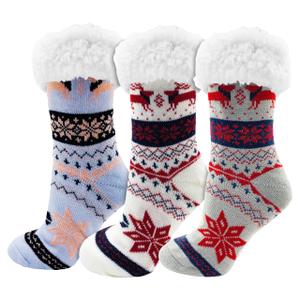 Winterlace Fuzzy Fluffy Slipper Socks, 3 Pairs Womens Sherpa Non Slip Plush Comfy Cozy Cabin Sock, Size: One Size