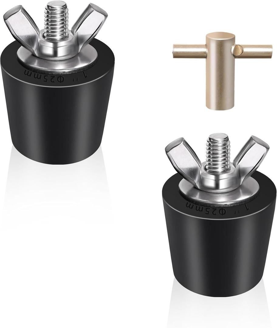 2 Pack 1 inch Rubber Pool Winter Plugs with T-Handle  1" Pool Winterizing Plugs with Stainless Steel Screws Bolts Pool Return Jet Plug for Inground & Above Ground Pools