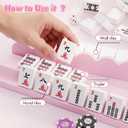Wooden Mahjong Racks with Pushers, Pink American Mahjong Tile Pushers and Racks with Drawstring Bag ，Fits 1.2 Inch Mahjong Tiles Modern Table Mahjong Accessories (Pink)
