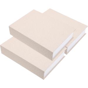 3Pcs Fake Book Boxes for Home Decor Decorative False Book Storage Box for Desk and Office Organization Unique Linen Design (Beige)