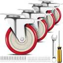 PUIPUM 5 Inch Heavy Duty Caster Set of 4, Swivel Plate Castor Wheels with Dual Locking Brakes, Silent Polyurethane (PU) Wheels, 360 Rotation, 2800lbs Load Capacity