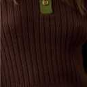 WDIRARA Women's Quarter Button Collared Sweater Long Sleeve Pullover Knit Tops Vintage Knitwear (Brown, M)