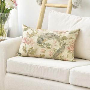 AVOIN colorlife Chinoiserie Flowers Birds Light Green Throw Pillow Cover, 20 x 13 Inch Cushion Case Indoor Outdoor Decoration for Sofa Couch Farmhouse