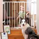 Babelio Baby Gate for Stairs, Kitchen & Doorways, 26-43" W 28" H No Bottom Bar| Easy Installation| One-Handed Operation| Auto-Close| Hardware Mount (Drill Needed) Safety Dog/Pet Gate Indoor (White)