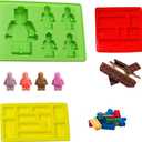 Building Brick Candy Mold Silicone Chocolate Robot Mold Set of 3 Ice Trays Ideal Making Melted Chocolate Fondant Cake Jelly Ice Cube for Kids Party
