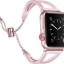 Secbolt Stainless Steel Bands Compatible with Apple Watch Band 38mm/40mm/41mm/42mm iWatch Series 10, Dressy Metal Bangle Bracelet Women (38mm/40mm/41mm/42mm(Series 10), Rose Gold)