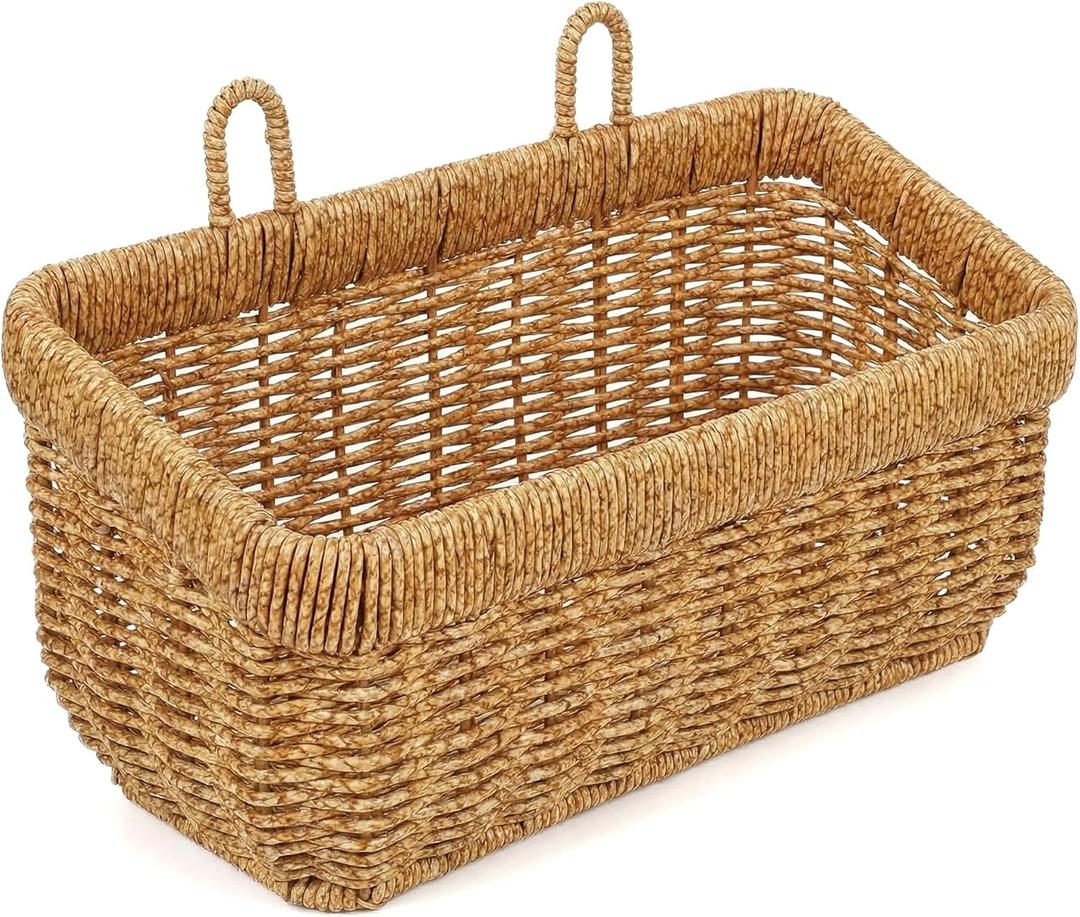 11 inches Wall Hanging Baskets Woven Basket Boho Style Fruit Basket Storage Baskets for Organizing Home Kitchen Garden Plants Hanging Decoration