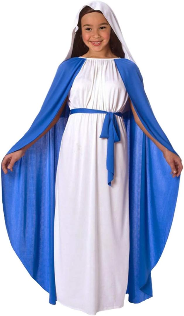 Morph Virgin Mary Costume For Kids, Virgin Mary Costume For Girls, Nativity Outfits For Children, Religious Dress Up (Small)