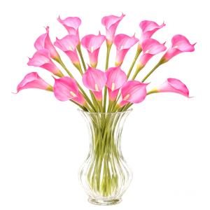 GrainBuds Calla Lily Artificial Flowers 16 PCS 25" Real Touch Long Stem Faux Calla Lillies for DIY Wedding Bouquet Party Home Decor (Pink)