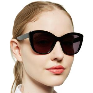 MARE AZZURO Cat Eye Reading Sunglasses Women Oversized Square Sunglasses Readers 0 1.0 1.25 1.5 1.75 2.0 2.25 2.5 2.75 3.0 3.5 (Black, 0.00)