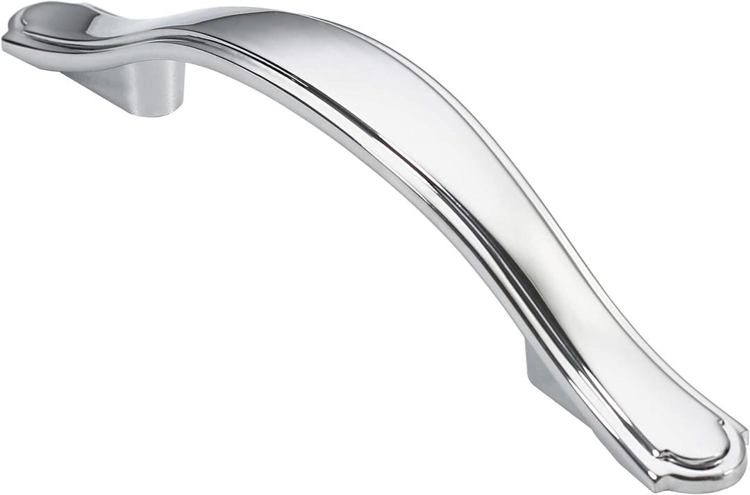 Alzassbg 10 Pack Polished Chrome Cabinet Pulls, 3 Inch(76mm) Hole Centers Cabinet Handles Arch Kitchen Hardware for Cabinets and Drawer AL3028CP
