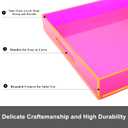 Large Acrylic Tray Ottoman Coffee Table Tray with Handles 17x13'' Decorative Serving Platter for Food Tea Dinner Snack Eating Bar Party, Neon Pink