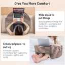 Reading Pillows for Sitting in Bed Adult, Reading Pillow for Gaming, for Working, Playing Games, Crocheting or Sitting, Lap Memory Foam Pillow with Side Pockets (Reddish Brown and White)