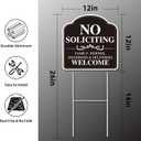 No Soliciting Sign for House, No Soliciting Yard Sign, 2-Pack 12"x12" Double-Sided H-Stake Metal Stakes, Outdoor Yard Sign for Home and Front Door, Easy To Install