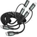 Coiled USB C to USB C and Lightning Cable 2 in 1, 3FT 2Pack Braided Cord Fast Charging Type C Car Charger for iPhone 17 16 15 14 13 12 11,iPad, Samsung Galaxy, Google Pixel, Moto, LG, TCL Phones