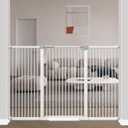 40.5" Extra Tall Baby Gate No Drill, 63"-65.7" Extra Wide Dog Pet Gate Indoor, Long Safety Child Gate, Metal Tension Auto Close No Climb Fence Pet Gate for Stairs Doorway, White