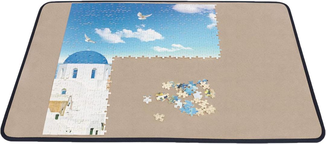 Becko US Jigsaw Puzzle Board, Portable Puzzle Table for Puzzles Storage Saver, Lightweight & Portable, Non-Slip Surface, for 1000 750 500 Pieces Jigsaw Puzzles (Khaki)