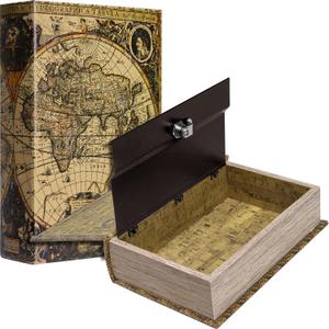 Barska Antique Map Book Safe with Key Lock  Hidden Diversion Lock Box with Magnetic Closure  Concealed Steel Compartment for Cash, Jewelry, and Valuables  Home or Office Security (Regular)