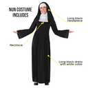 fun shack Nun Costume for Women - Deluxe Religious Outfit with Headpiece, Cross Necklace (Small, Black)