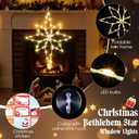 2 Pack 16 Large Christmas Window Light Decorations, LED Bethlehem Christmas Star Window Silhouette Lights with Timer, 8 Models, Iron Frame, Battery Operated Lighted Xmas Star Decors (Warm White)