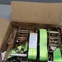 Heavy Duty Car Tie Down Straps (4PK) - 2" x 96" - 3,300 lbs Safe Working Load - Wheel Straps Comes with 5/16" Tow Hooks (Green)