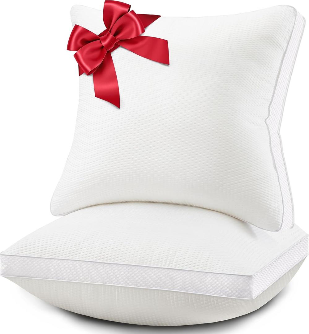 18x18 Pillows Inserts Set of 2 with Double-Edge Cooling Side Mesh, Durable, Resilience and Fluffy Throw Pillows for Couch, Sofa or Bed with Premium Down Alternative Filled, White