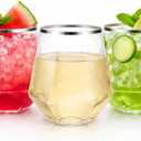 Oojami 40 Pack 12 oz Diamond Stemless Plastic Wine Glasses, Silver Rim Disposable Cups, Shatterproof BPA-Free Recyclable Drinkware for Wedding, Birthday Party, Cocktail