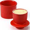 Butter Crock with Lid for Countertop - Ceramic French Butter Dish for Spreadable Soft Butter, Butter Container Holder with a Water Seal, Housewarming Gift, Kitchen and Home Decor, Red